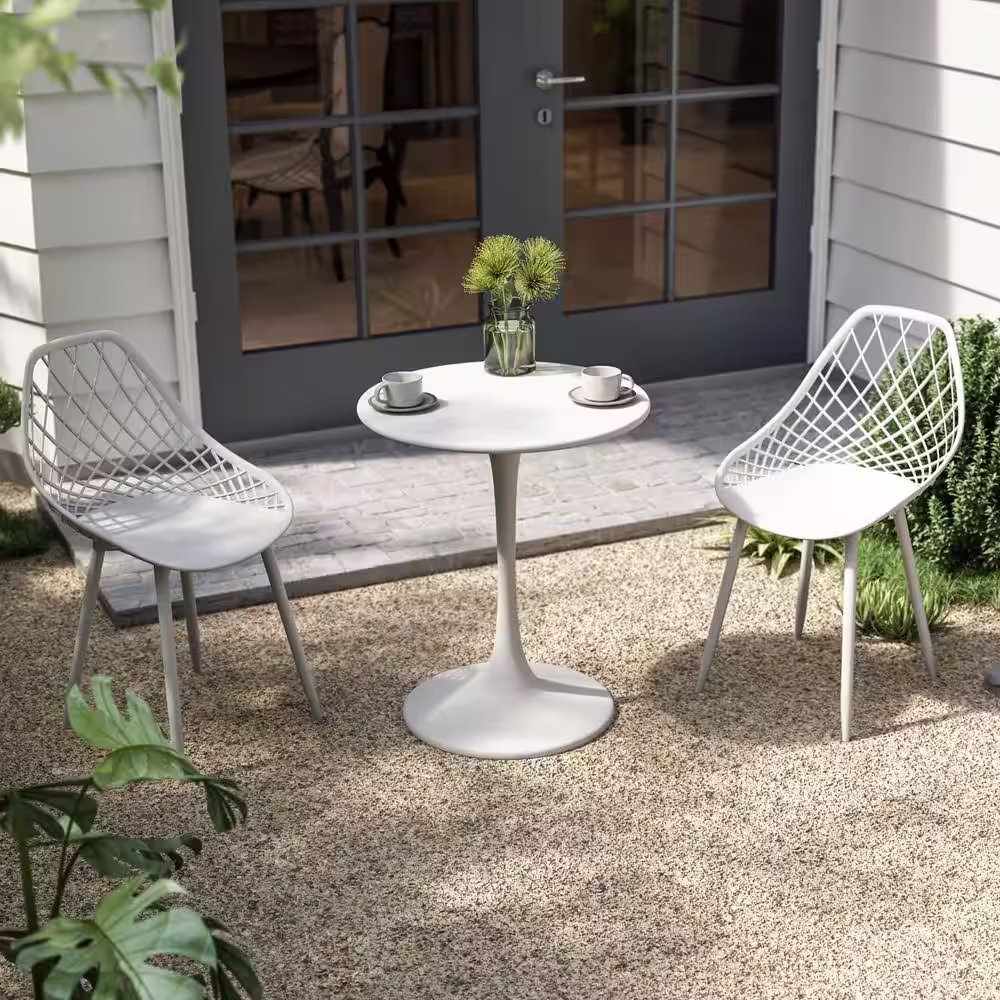 Jamesdar Kurv 24 in. Round White Steel Bistro Table (Seats 2)