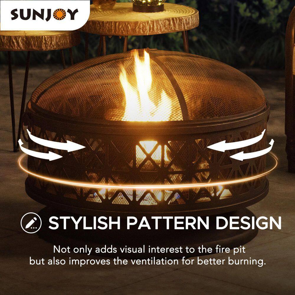 Sunjoy Parker 30 in. Outdoor Round Wood Burning Firepit