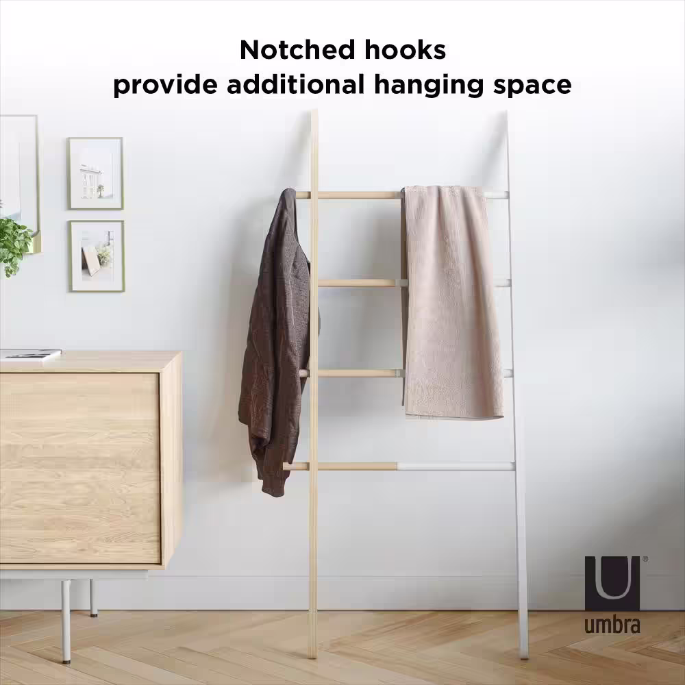 None Hub 16 in. - 24 in. Ladder White/Natural Closet Rod