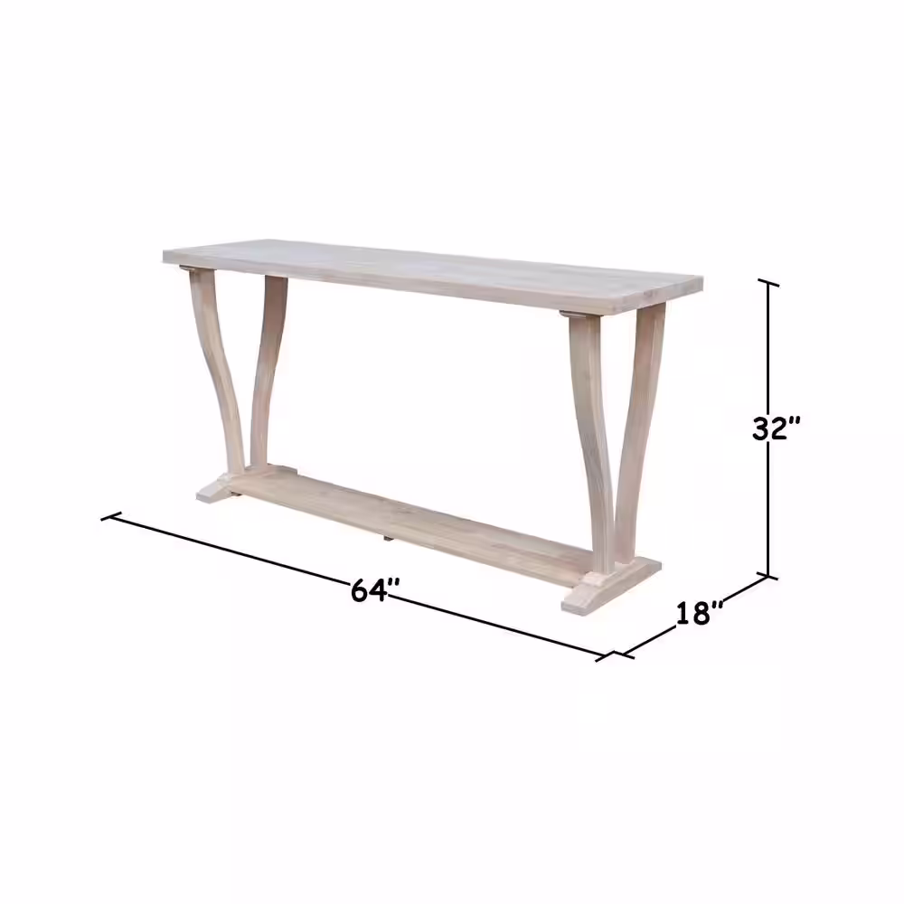International Concepts LaCasa 64 in. W X 18 in. D X 32 in. H Unfinished Rectangle Solid Wood Sofa Table