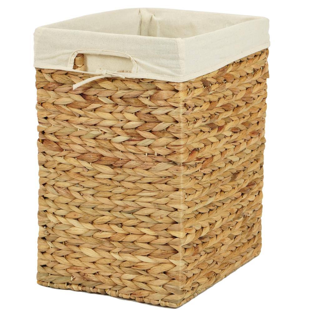 Vintiquewise Handmade Rectangular Water Hyacinth Wicker Laundry Hamper with Lid Natural, Medium