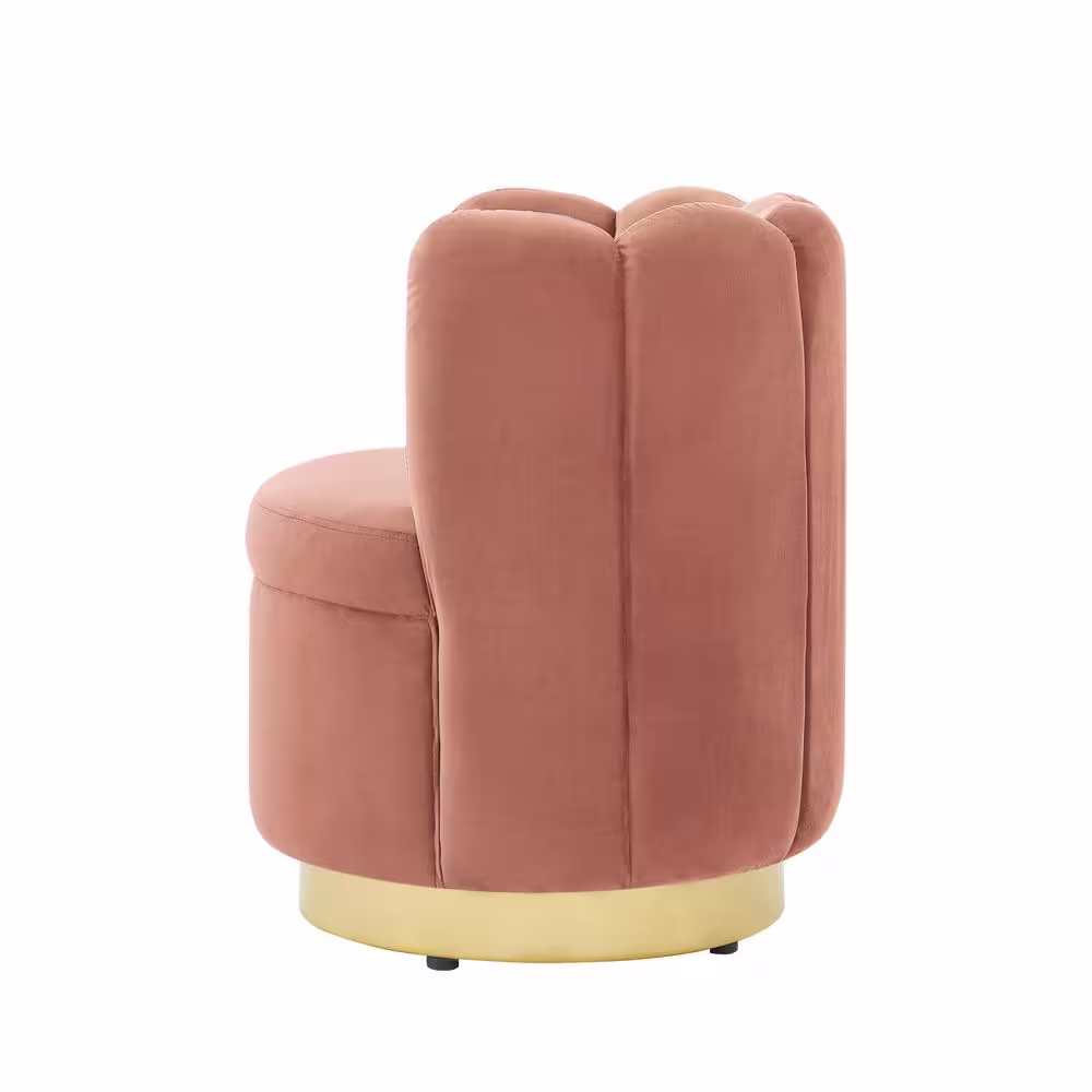 Nicole Miller Stefan Blush/Gold Velvet Accent Chair with Upholstered Armless