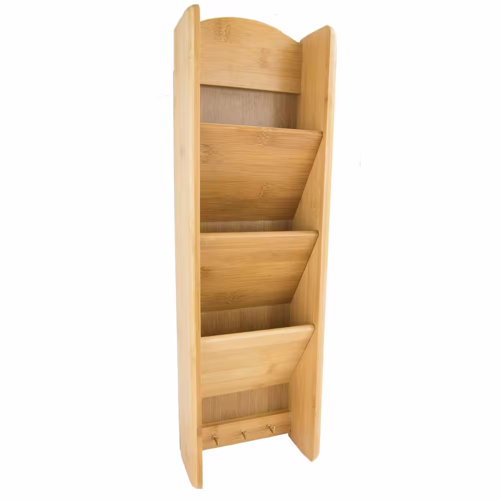Home Basics 3-Shelf 6 in. x 20 in. Bamboo Letter Rack
