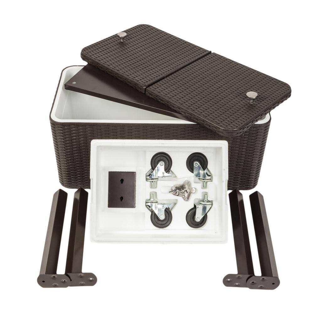 None 80 qt. Outdoor Rolling Party Iron Spray Cooler Cart Ice Bee Chest Patio Warm Shelf