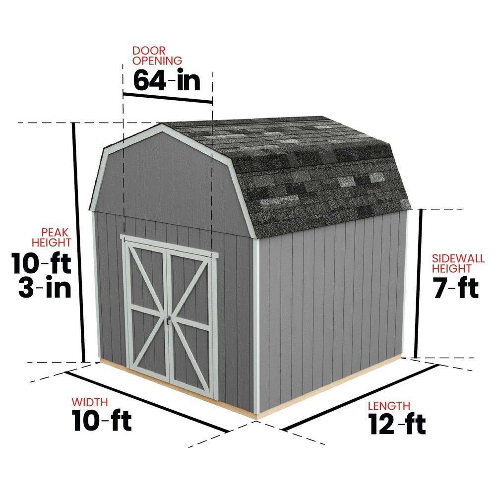 Handy Home Products Professionally Installed All Weather High Wind 145 10 ft. W x 12 ft. Wood Shed- Driftwood Grey Shingles (120 sq. ft.)