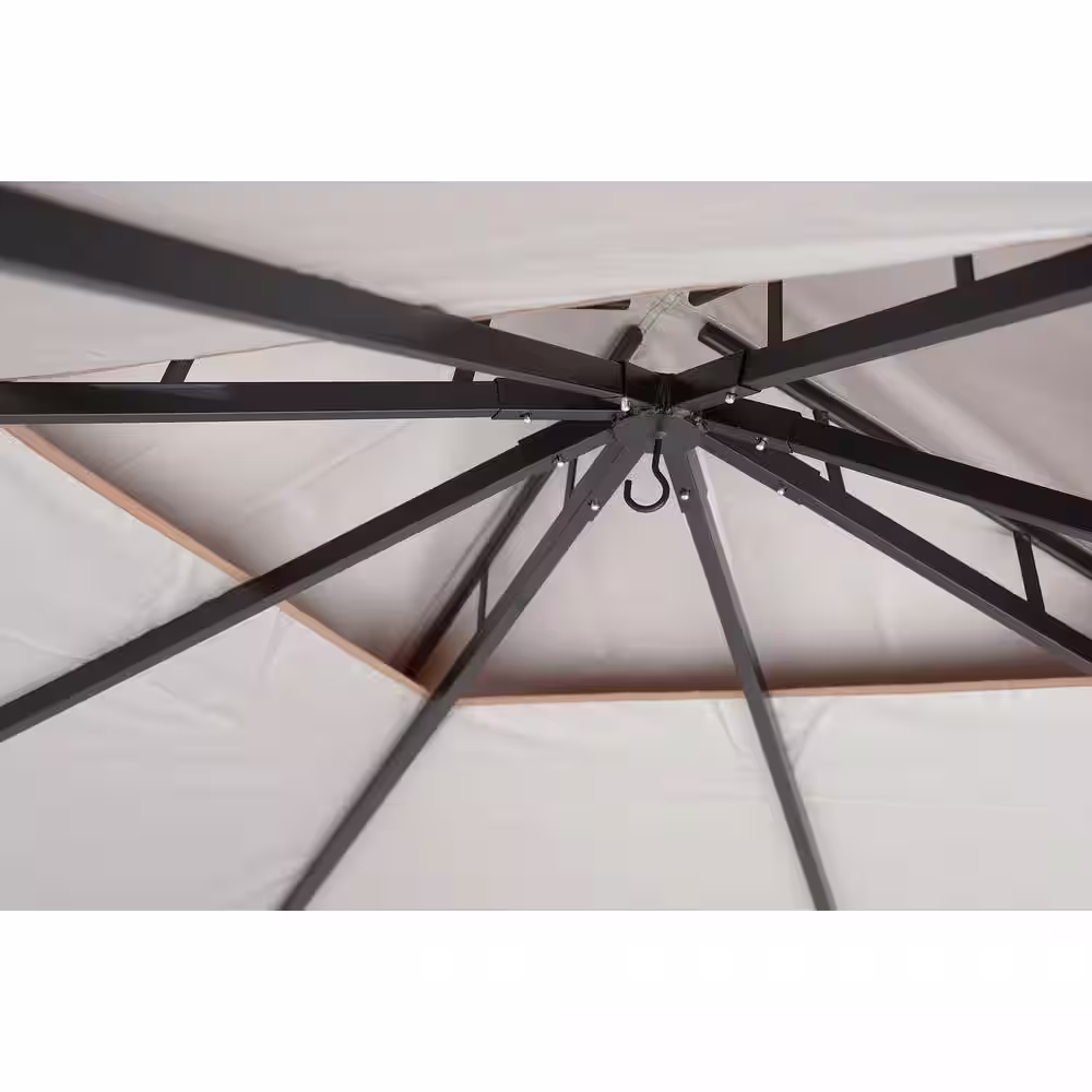 ShelterLogic 11 ft. D x 11 ft. W Redwood High-Quality Steel Gazebo in Bronze with Water-Resistant Cover and Seasonal Shade