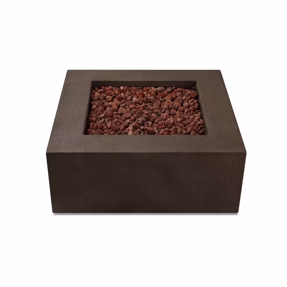 Real Flame Baltic 37 in. W X 16 in. H Square MGO Natural Gas Fire Table in Kodiak Brown with Burner Lid and Protective Cover