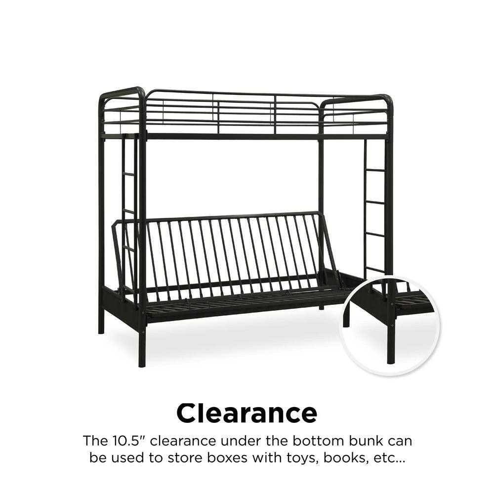 DHP Easton Black Metal Twin Over Futon Bunk Bed