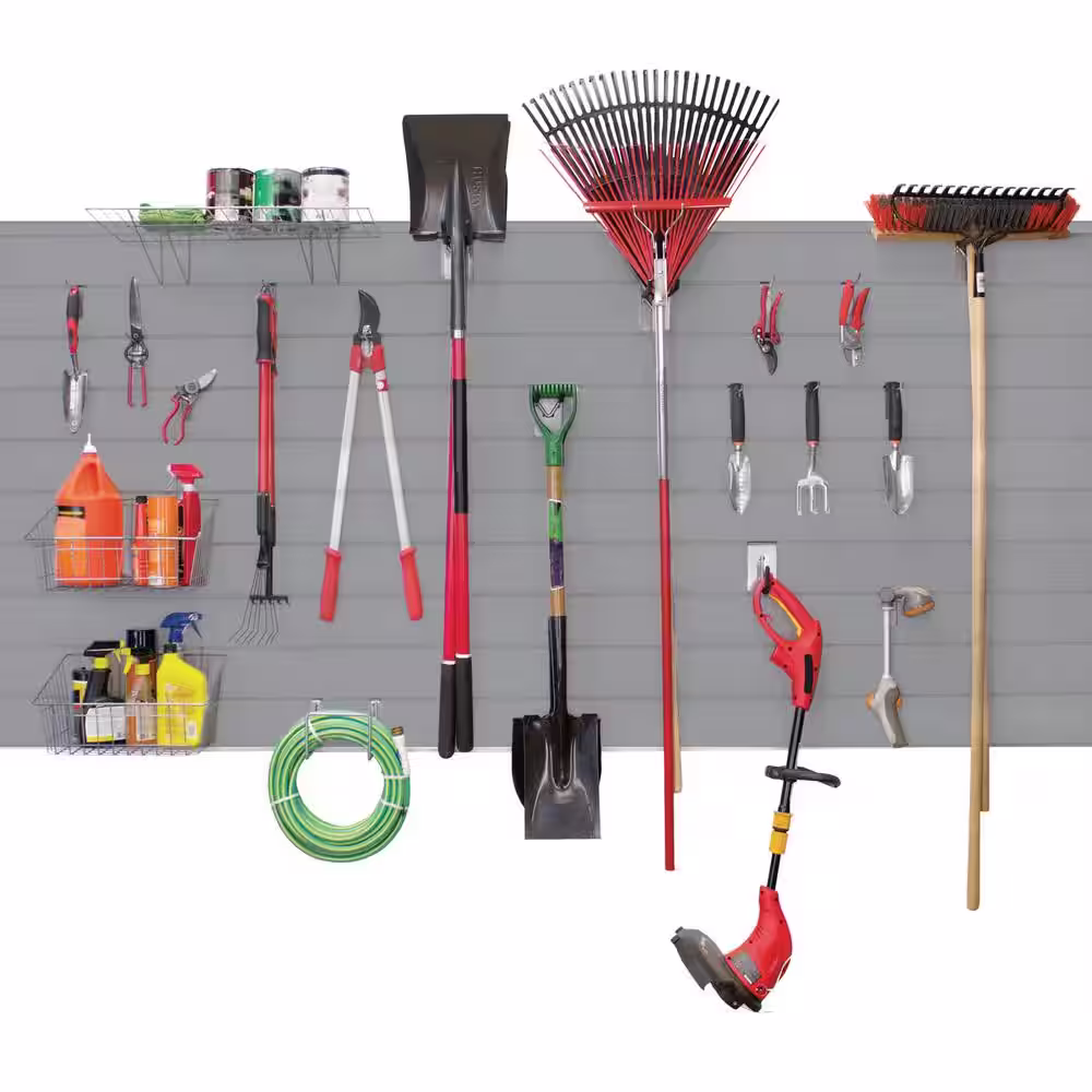 Proslat 96 in. H x 48 in. W (128 sq. ft.) PVC Slat Wall Panel Set Light Gray (4 panel pack)