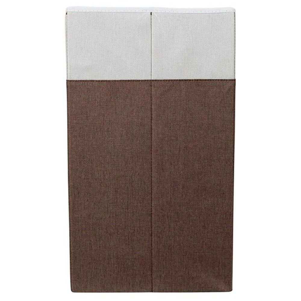 BirdRock Home Brown and White Folding Cloth Laundry Hamper with Handles