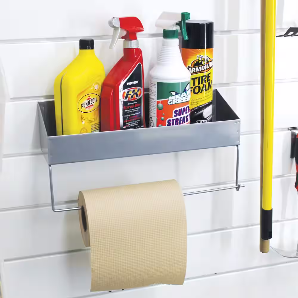 Proslat 16.5 in. H x 5.5 in. W x 10 in. D Slatwall Shelf and Paper Towel Holder