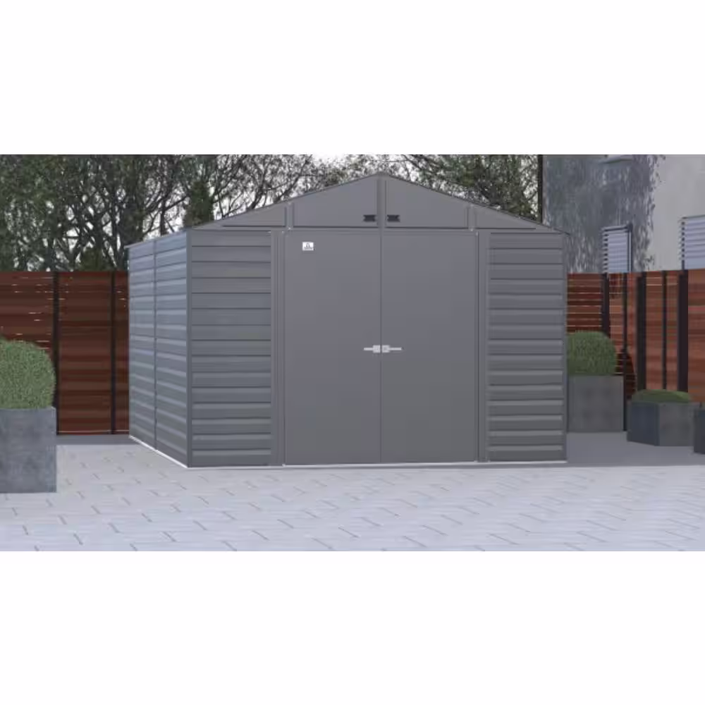 Arrow Select 10 ft. W x 14 ft. D Charcoal Metal Shed 129 sq. ft.