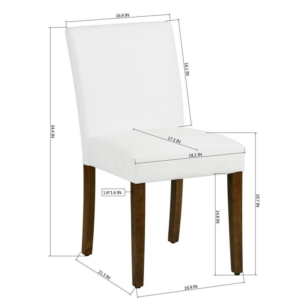 Homy Casa Lowe White Upholstered Dining Chairs(Set of 2)