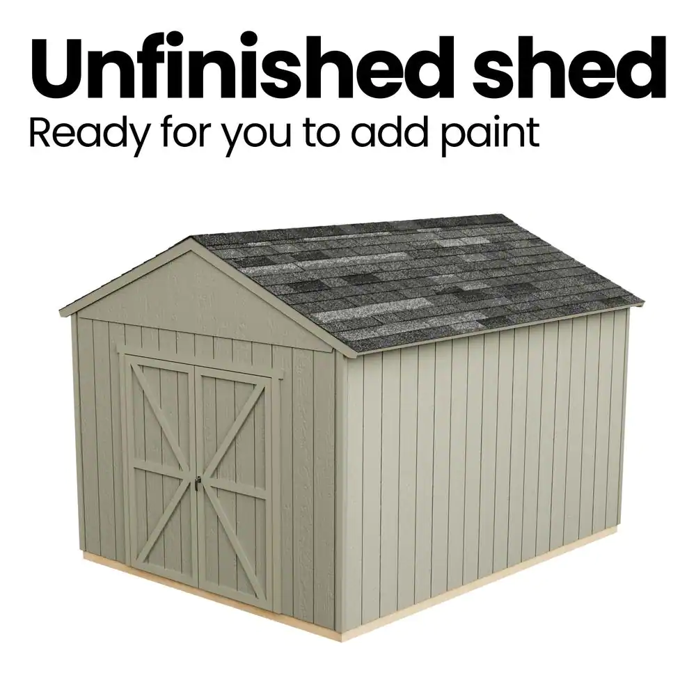 Handy Home Products Professionally Installed Rookwood 10 ft. x 16 ft. Backyard Wood Shed with Smartside- Onyx Black Shingles (160 sq. ft.)