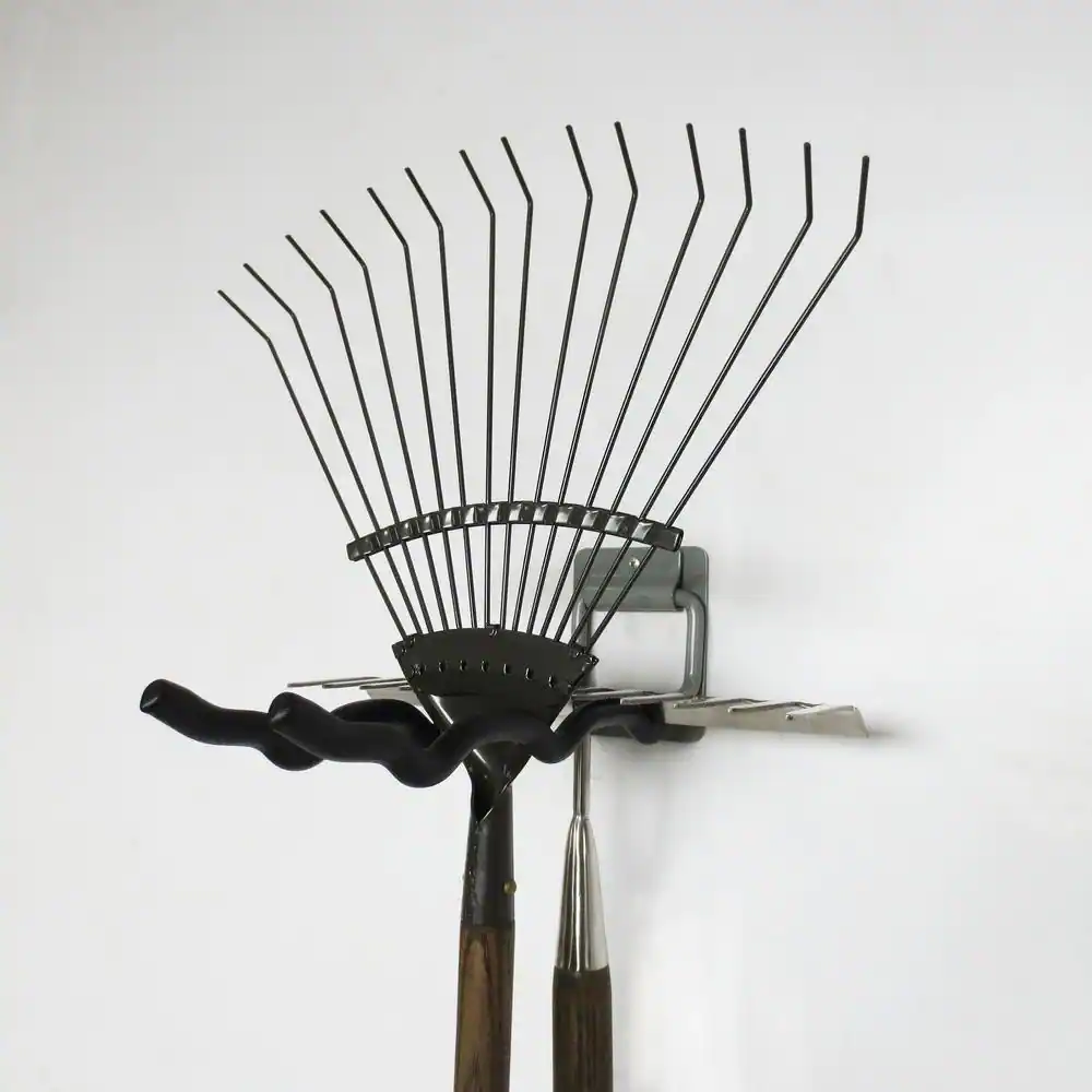 Everbilt Heavy Duty Wall Mounted Flip-Up Tool Holder with Protective Vinyl Coating in Gray with 50 lb. Capacity