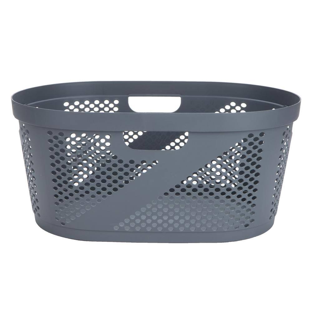 Mind Reader Basket Collection, Laundry Basket, 40 Liter (10kg/22lbs) Capacity, Cut Out Handles, Ventilated, Gray