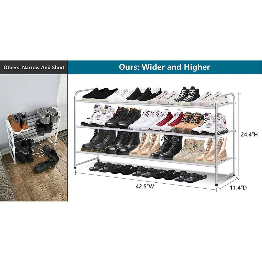 None 24.4 in. H 18-Pair Gray Metal Shoe Rack