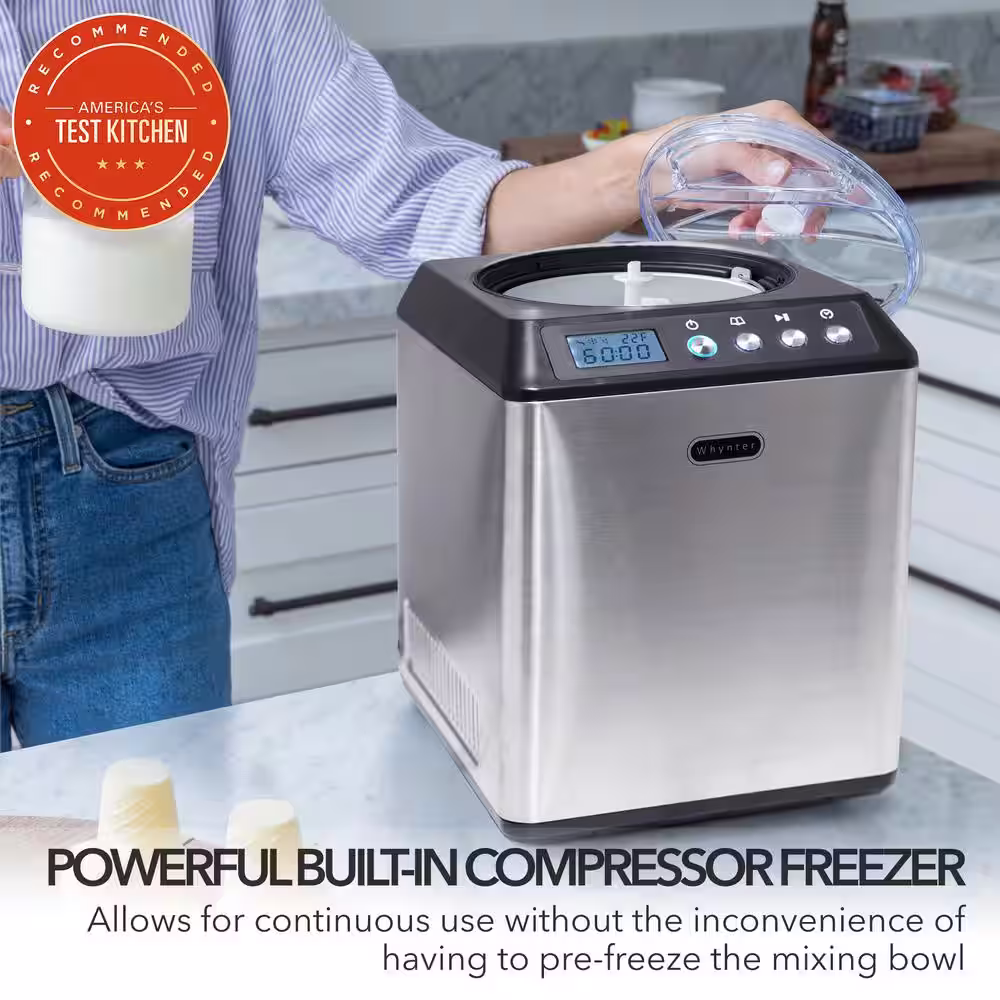 Whynter 2.1 Qt. Stainless Steel Electric Ice Cream Maker with Built-In Timer