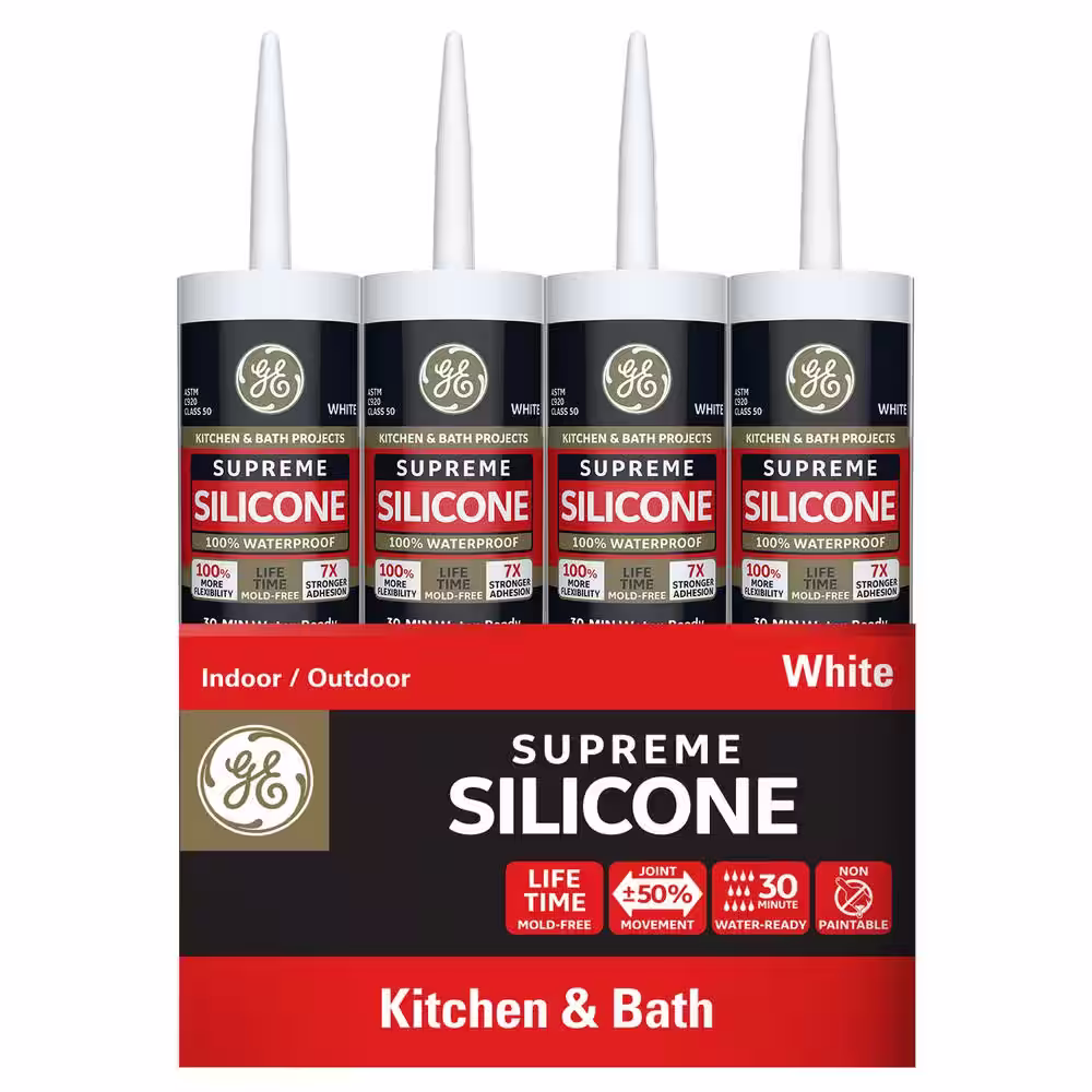GE Supreme Silicone 10.1 oz. White Kitchen and Bath Caulk