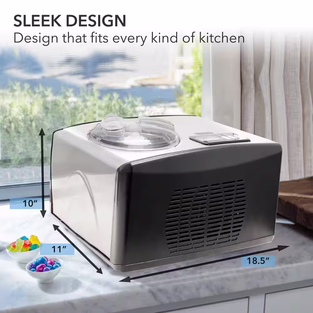 Whynter 1.6 Qt. Stainless Steel Electric Ice Cream Maker with Built-In Timer