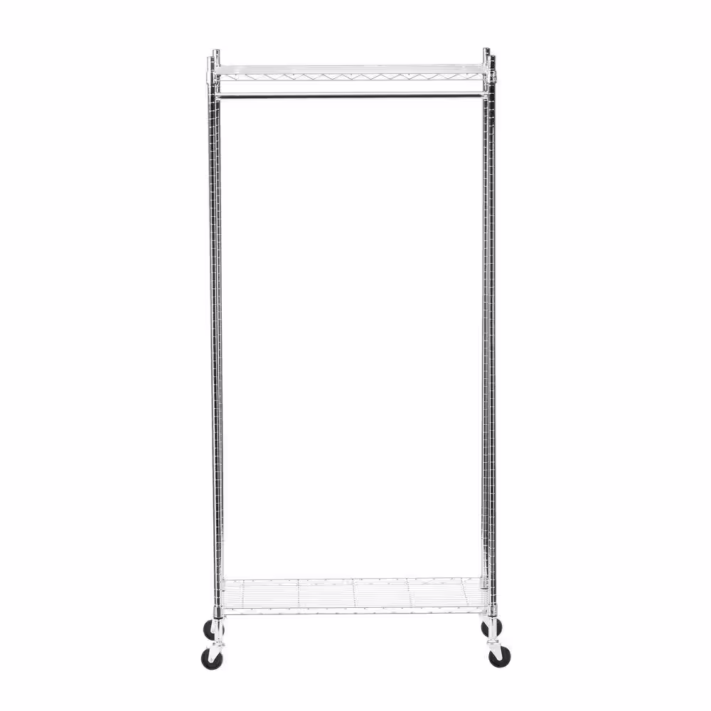 Honey-Can-Do Chrome Steel Clothes Rack 35.83 in. W x 76.77 in. H