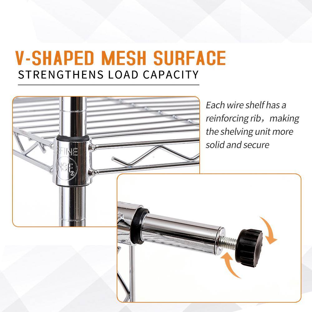 EFINE Chrome 4-Tier Carbon Steel Wire Garage Storage Shelving Unit NSF Certified (2-Pack) (30 in. W x 47 in. H x 14 in. D)