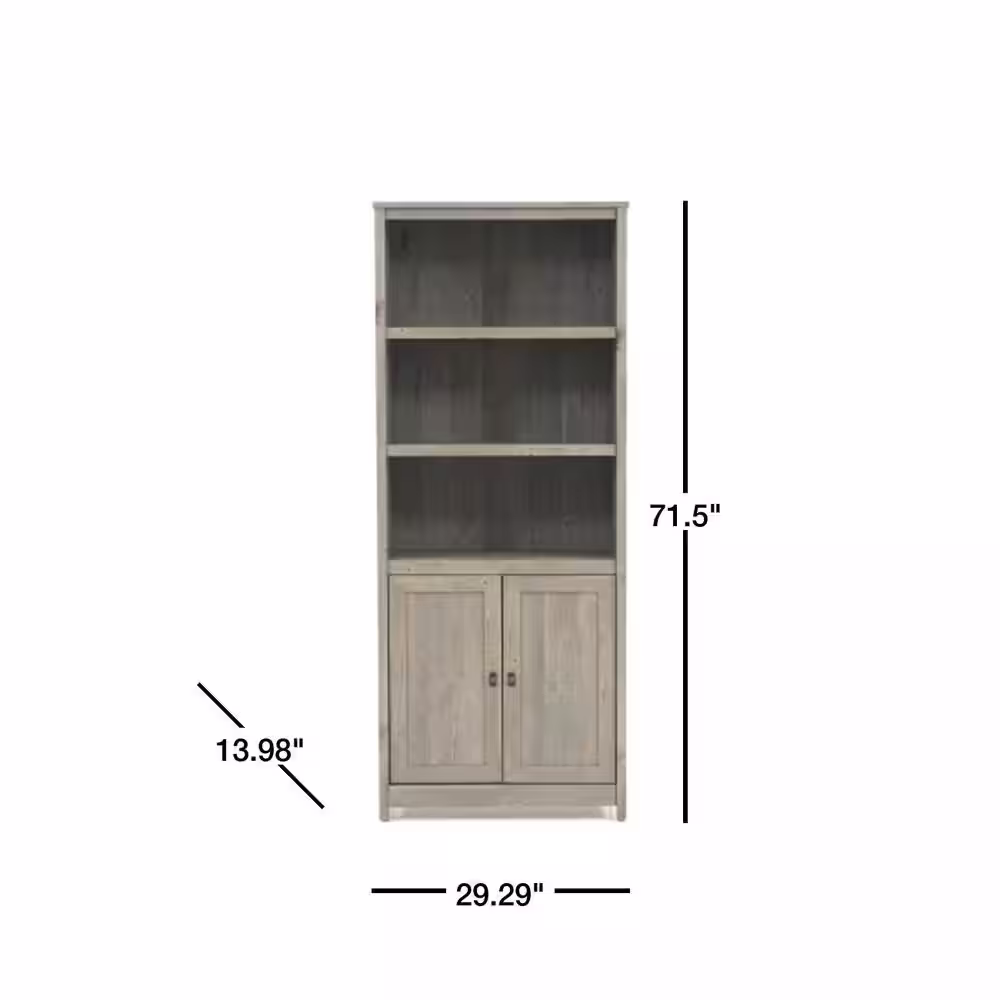 SAUDER 71.5 in. Mystic Oak Faux Wood 5-shelf Standard Bookcase with Doors