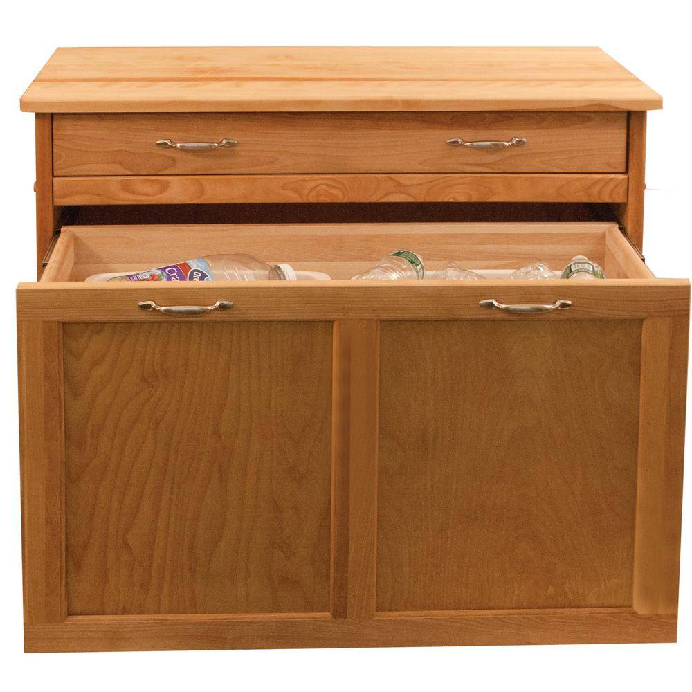 Catskill Craftsmen Natural Birch Recycling/Trash Kitchen Island