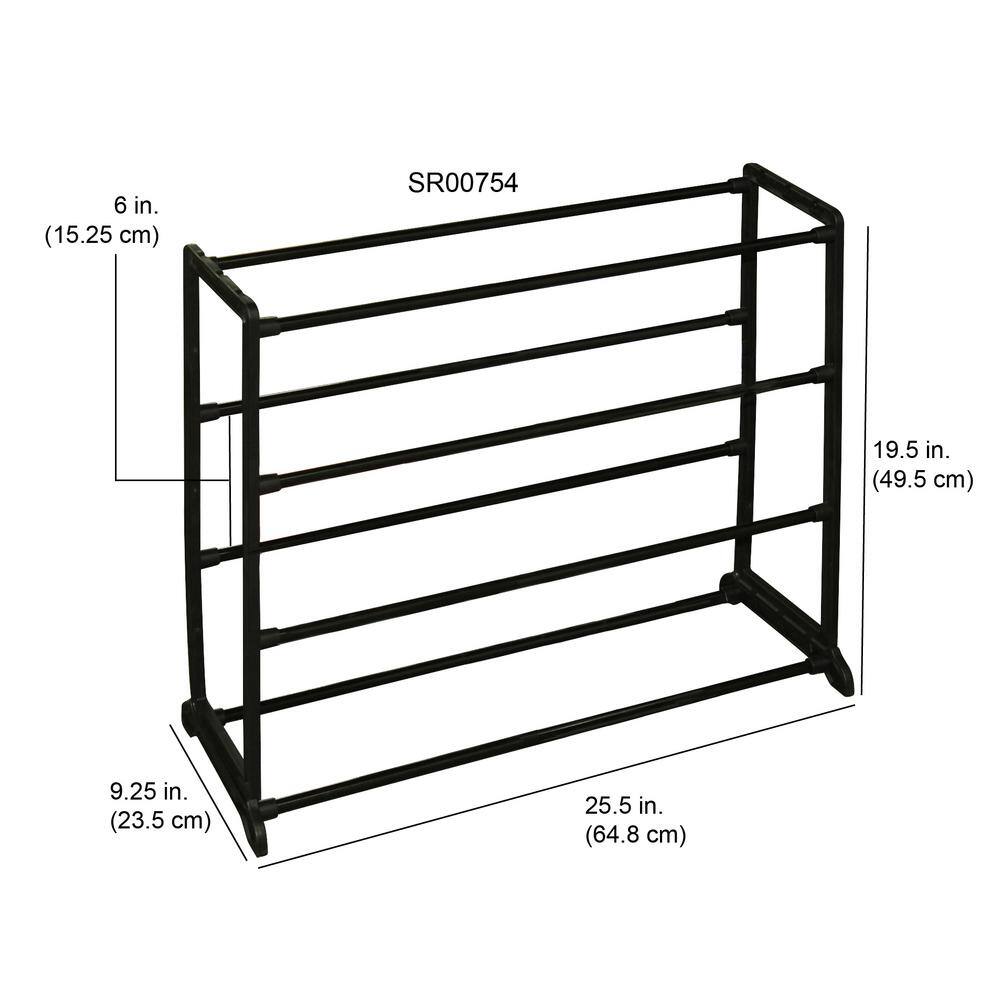 Home Basics 19.5 H 12-Pair 4-Tier Black Steel Shoe Rack