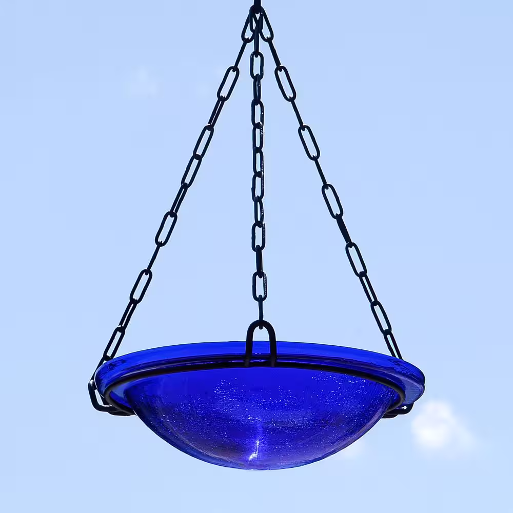Achla Designs 12.5 in. Dia Cobalt Blue Reflective Crackle Glass Birdbath Bowl