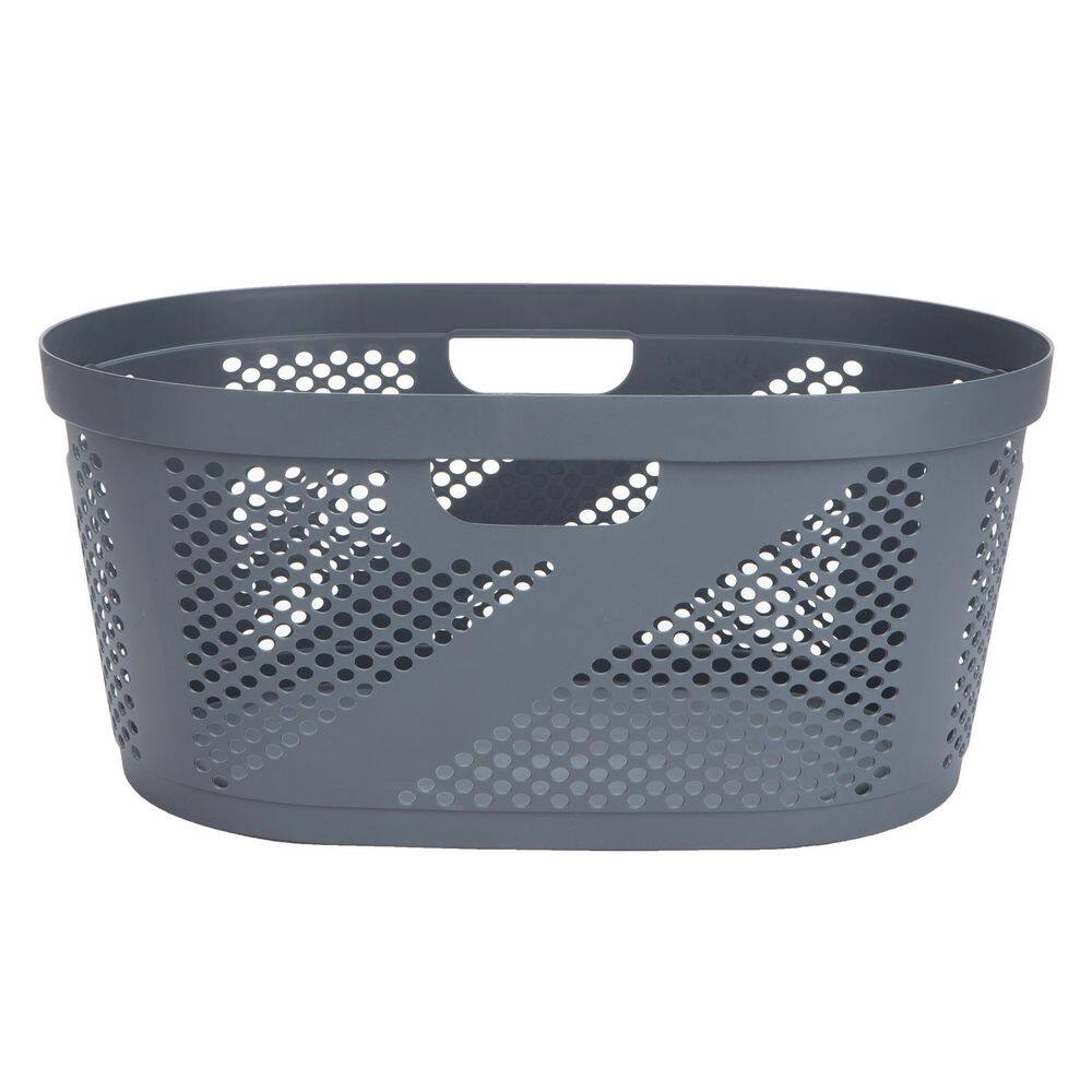 Mind Reader Basket Collection, Laundry Basket, 40 Liter (10kg/22lbs) Capacity, Cut Out Handles, Set of 2, Gray