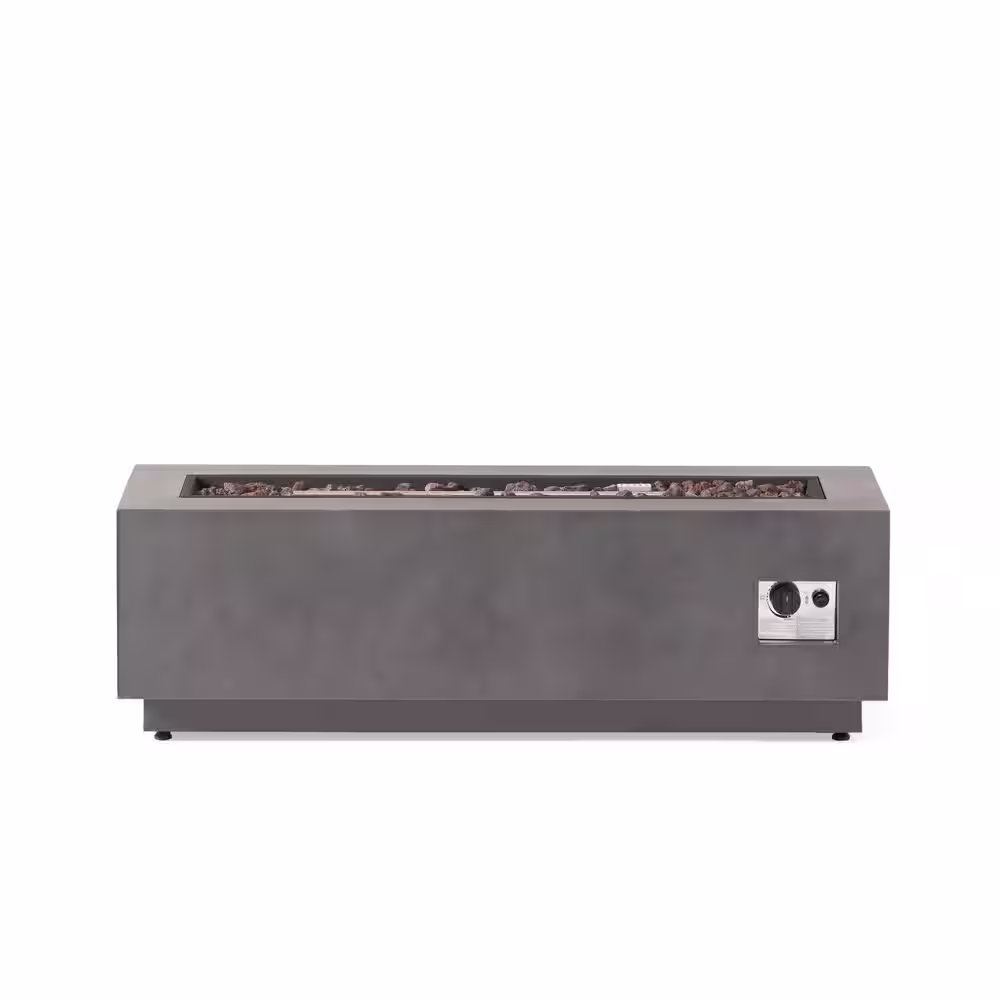 Noble House Reign Concrete Rectangular Metal Fire Pit (No Tank Holder)
