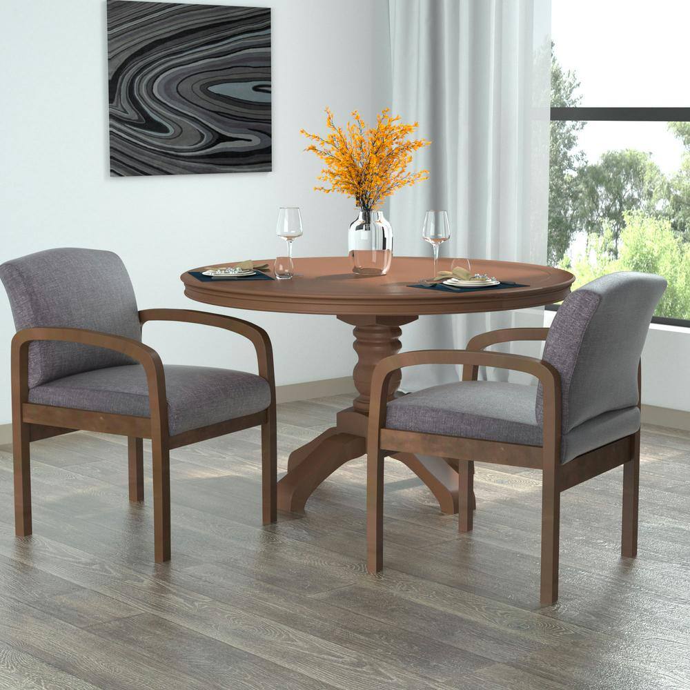 BOSS Office Products Grey Guest Chair with Driftwood Finish Frame