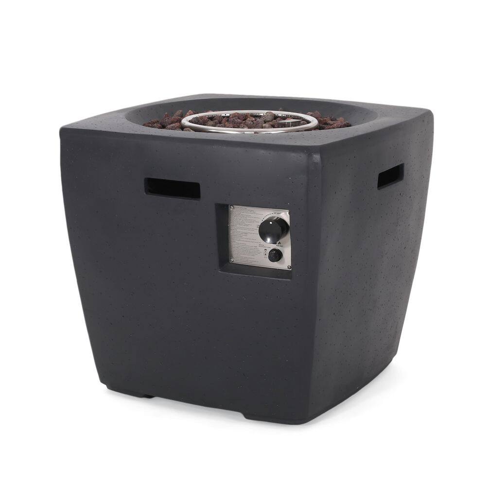 Noble House Elisson Dark Gray Square Stone Fire Pit Table