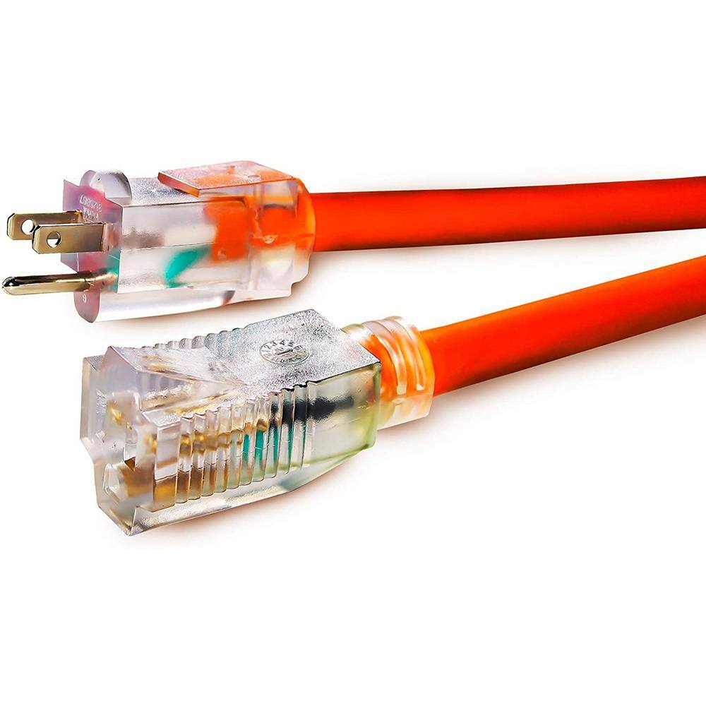 None 200 ft. Orange 16/3 SJTW Indoor/Outdoor Heavy-Duty Extra Durability 10 Amp 125V 1250-Watt w/Lighted end Extension Cord