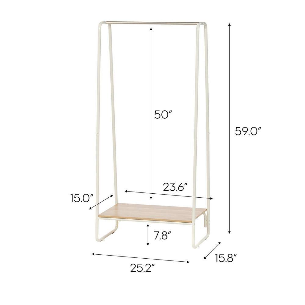 None White Metal Garment Clothes Rack 25 in. W x 59 in. H