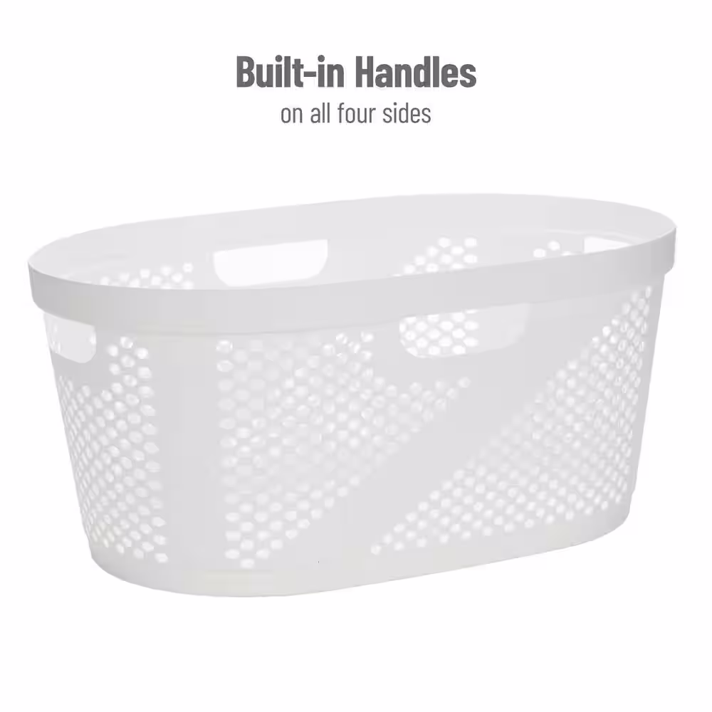 Mind Reader Basket Collection, Laundry Basket, 40 Liter (10kg/22lbs) Capacity, Cut Out Handles, Set of 2, White