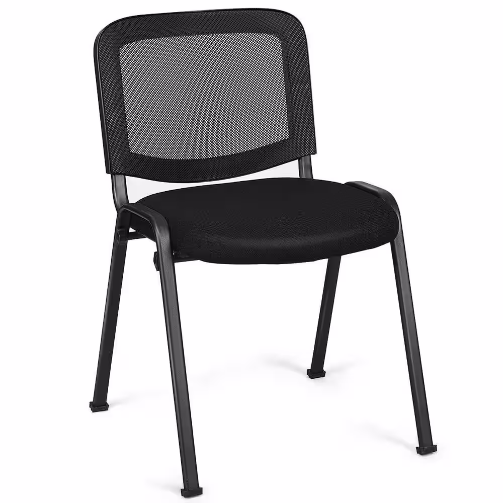 Boyel Living Conference Chairs Black Office Waiting Room Guest Reception Chairs with Mesh Back (Set of 5)