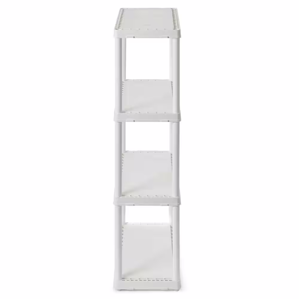 GRACIOUS LIVING White Solid Plastic Easily Assembled Light Duty Shelving Unit 24 in. L x 12 in. W x 48 in. H