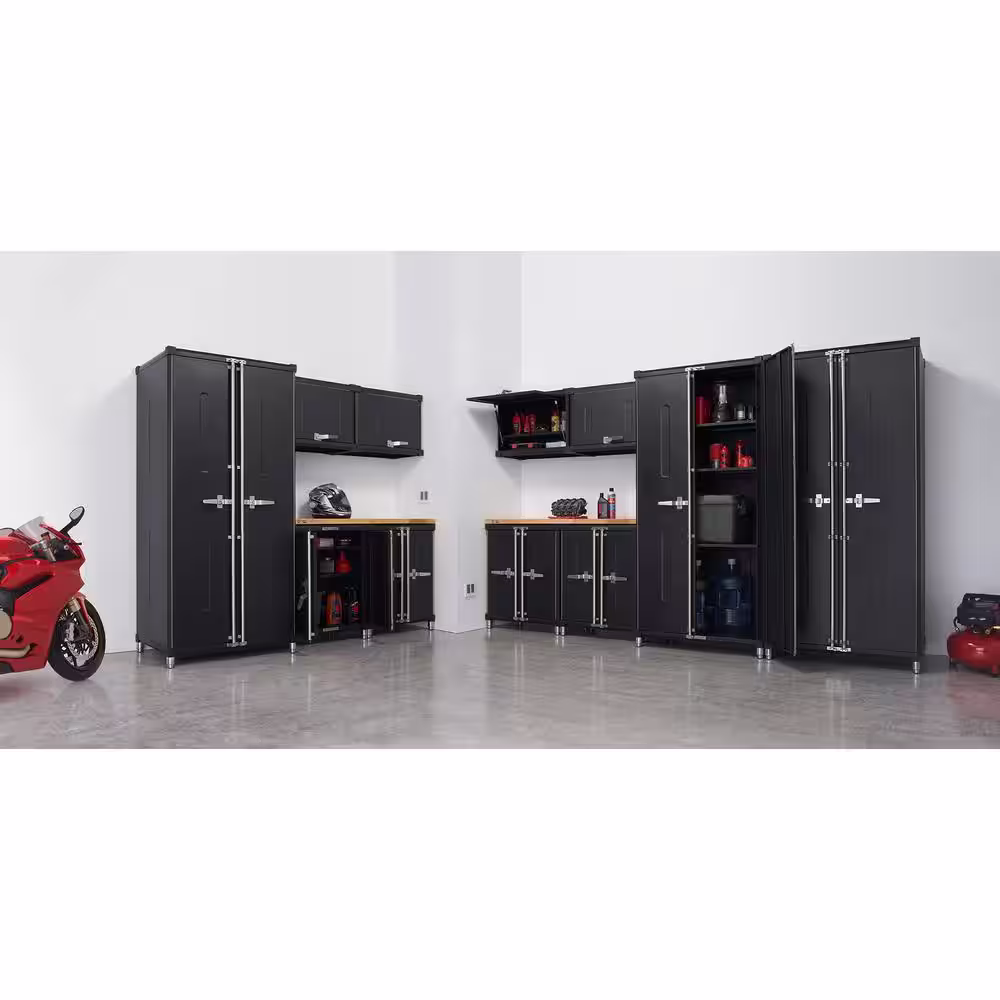 TRINITY PRO Series 13-Piece 18-Gauge Steel Garage Storage System in Black (220 in. W x 76 in. H x 24 in. D)