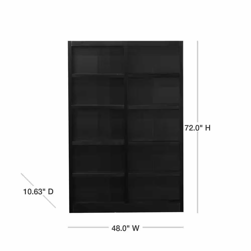 Concepts In Wood 72 in. Espresso Wood 10-shelf Standard Bookcase with Adjustable Shelves