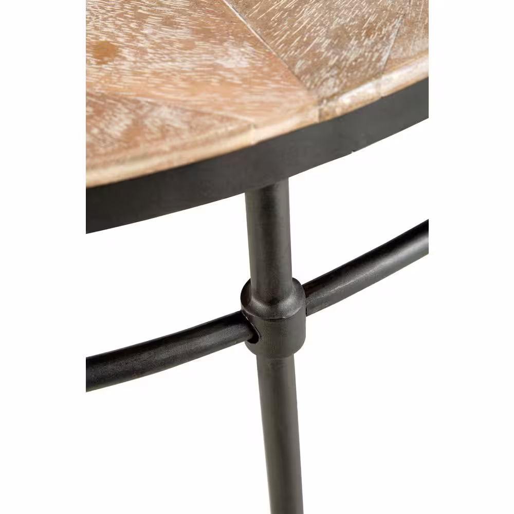 Sandberg Furniture Stanton 38 in. Mango Round Solid Wood Coffee Table with Metal Legs