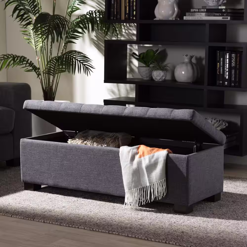 Baxton Studio Roanoke Dark Gray Bench