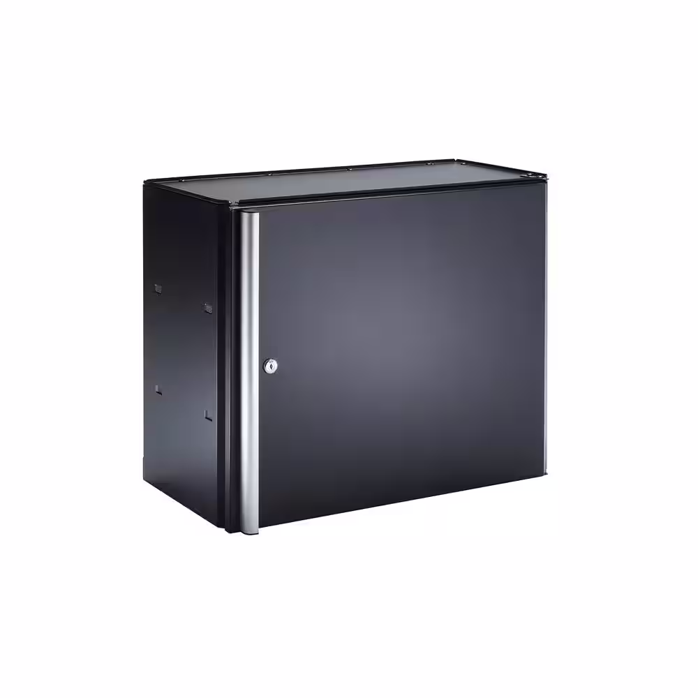 TRINITY Steel 1-Shelf Wall Mounted Garage Cabinet in Black/Silver (24 in W x 19 in H x 12 in D)