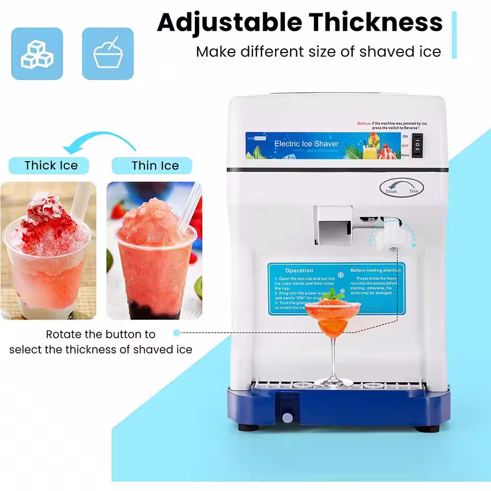 VIVOHOME 4 oz. 265lbs/hr Blue Ice Crusher Shaver Snow Cone Maker Machine