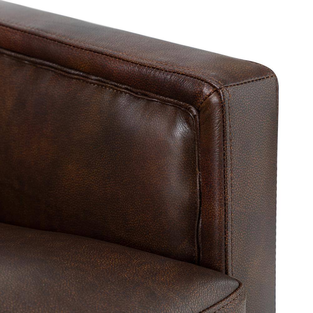 ARTFUL LIVING DESIGN Elvira 28.74'' Wide Choclate Genuine Leather Swivel Chair with Squared Arms Set of 2