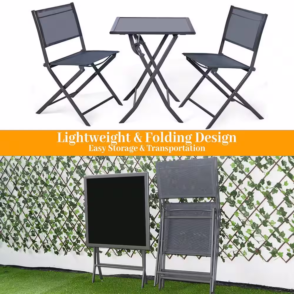 SUNRINX 3 Pieces Bistro Set Garden Backyard Table Chairs Furniture Set