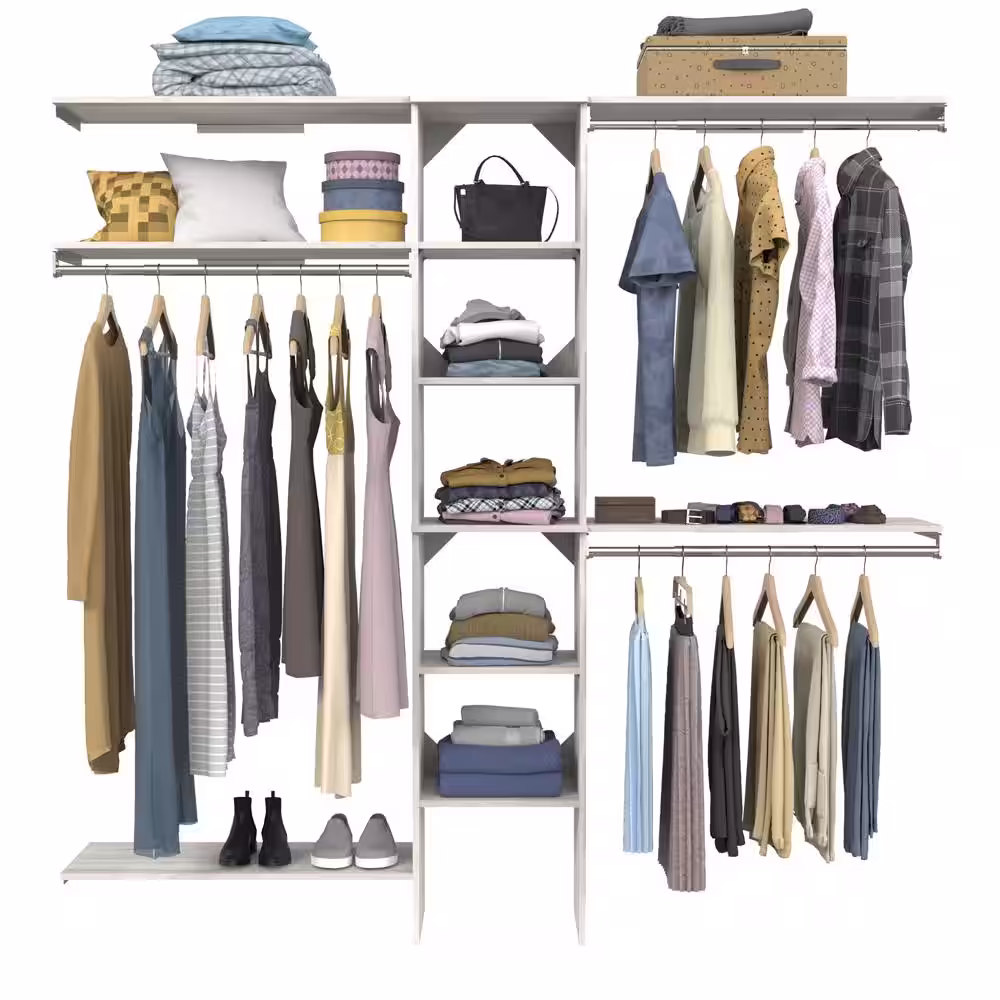 ClosetMaid Style+ 64.9 in W - 112.9 in W Bleached Walnut Basic Narrow Wood Closet System Kit