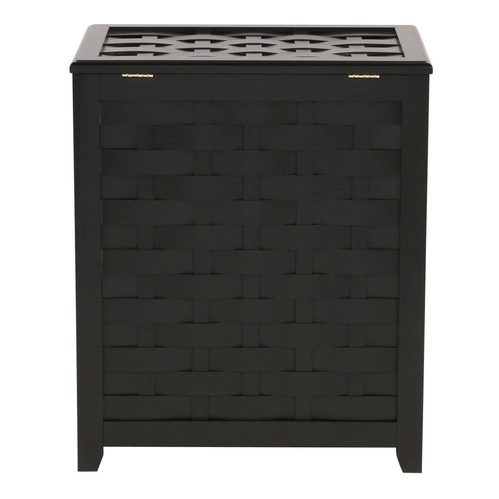 Oceanstar Dark Mahogany Rectangular Weave Laundry Hamper