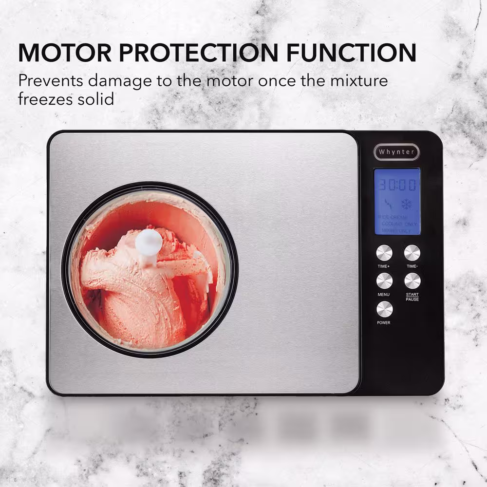 Whynter 2.1 Qt. Stainless Steel Electric Ice Cream Maker with Built-In Timer and Ice Cream Scoop